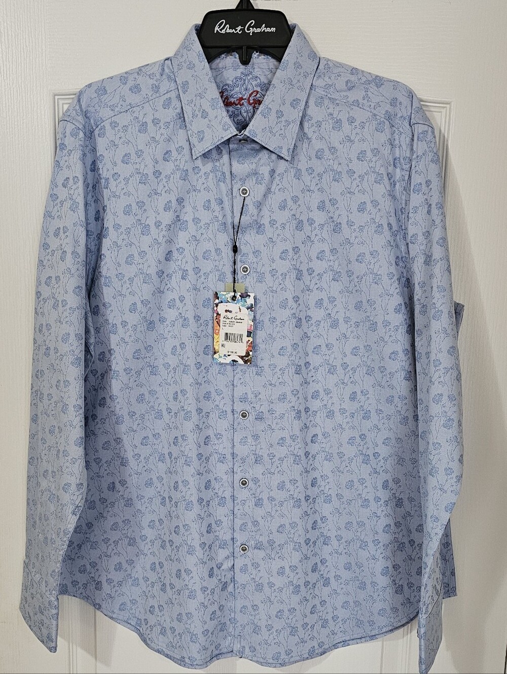 Robert Graham Blue Floral Print Dress Shirt